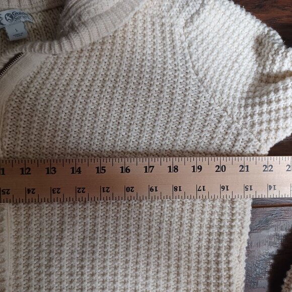 Guide Series Cardigan Knit Sweater Womens Large Cream Heavy Chunky Pockets - Picture 8 of 11